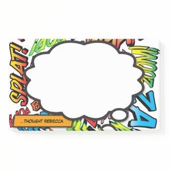 Custom Name Think Bubble Fun Comic Book Post-it Notes