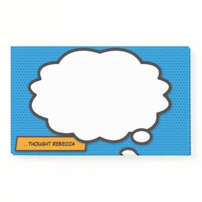 Custom Name Think Bubble Fun Comic Book Post-it Notes
