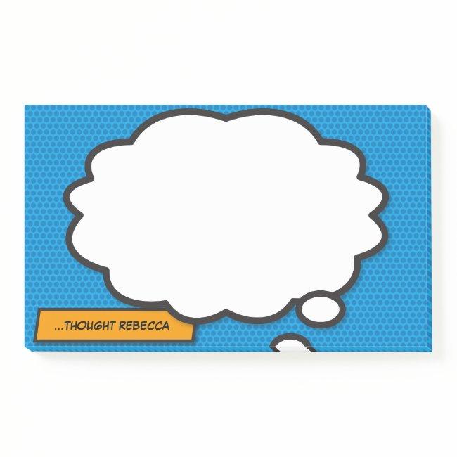 Custom Name Think Bubble Fun Comic Book Post-it Notes