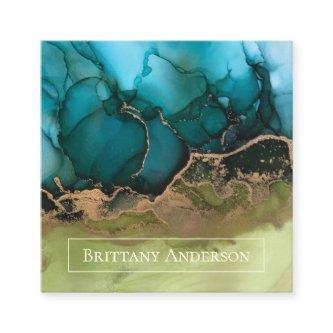 Custom Named Gold Teal Green Square