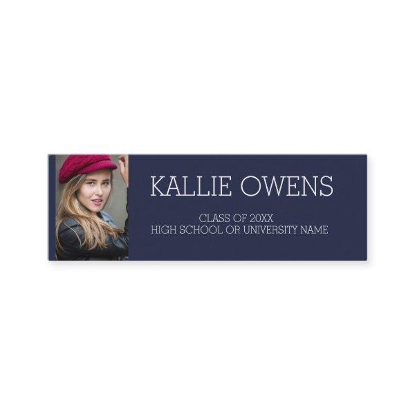 Custom Navy Blue Photo Graduation Insert Name Card