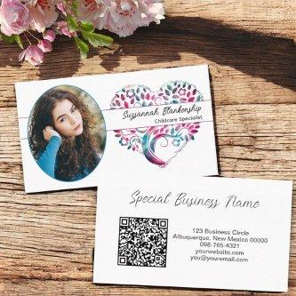 Custom Oval Photo Tree Heart Art & QR Code