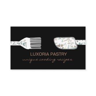 custom Pastry eucalyptus leaf spoon spatula rustic