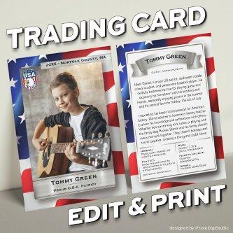 Custom Patriot Trading Card Template 4th July Gift