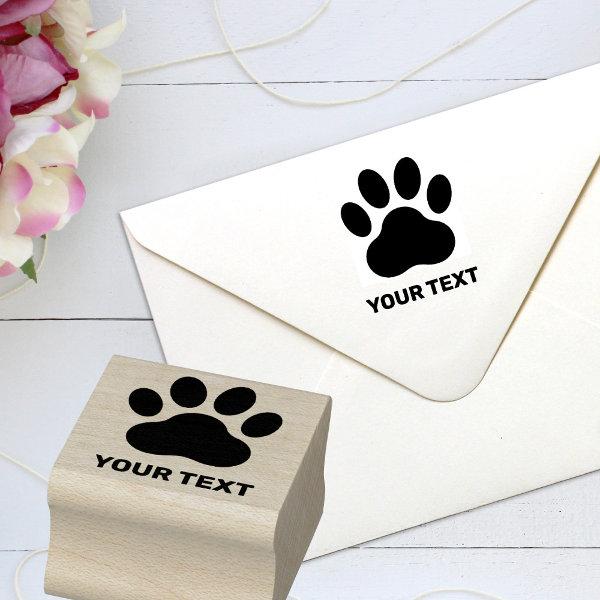Custom Paw Print Image And Text Rubber Stamp