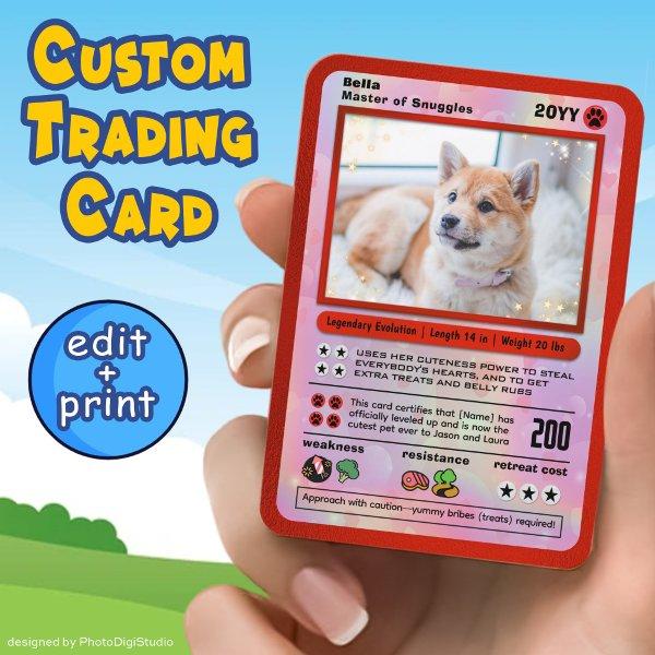 Custom Pet Card Fun Game Cartoon Dog Trading Card