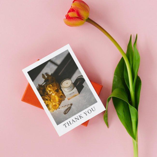 Custom Photo Candle Care Script Thank you Card