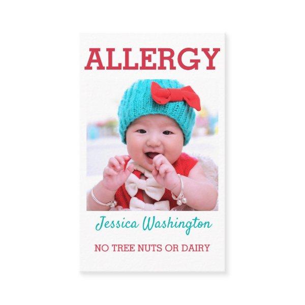 Custom Photo Kids Allergy Alert ICOE Warning
