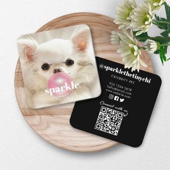 Custom Photo Pet Social Media QR Code Square