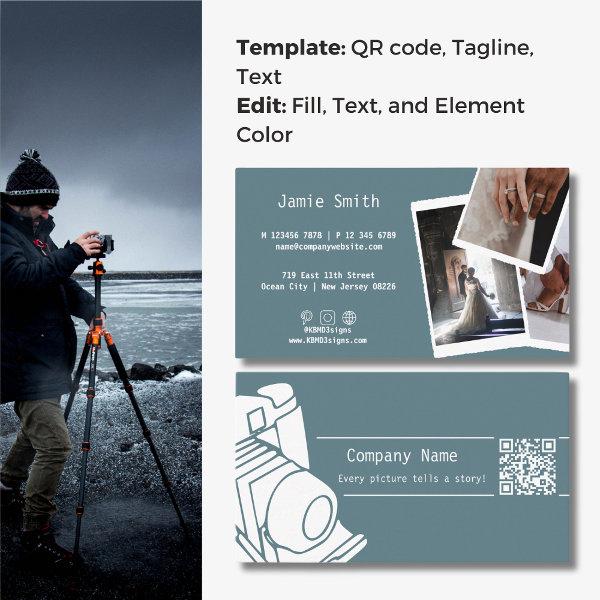 Custom Photo QR code Career Photography Gray Blue