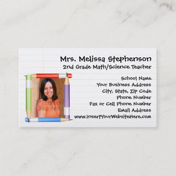 Custom Photo Teacher/School Business Calling Card