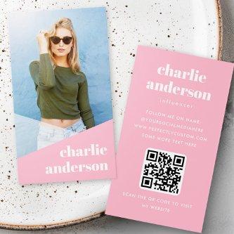 Custom photo trendy influencer pink profile cards