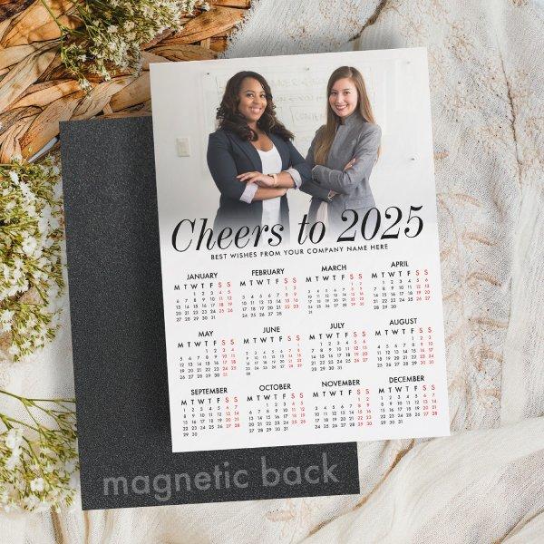 Custom Photo White Calendar 2025 Magnetic Card
