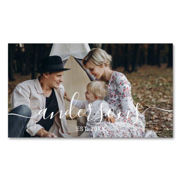 Custom photo with family name and established year  magnet