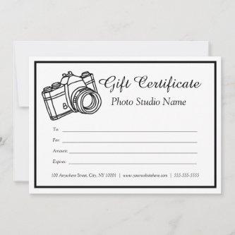 Custom Photography Gift Certificate Template