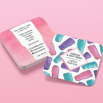 Custom Pink Purple Teal Tumbler Watercolor Crafter Square