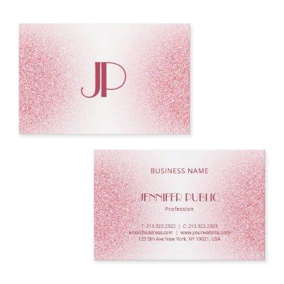 Custom Pink Rose Gold Glitter Modern Monogram