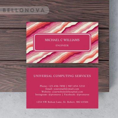 Custom Pink White Red Orange Wave Monogram