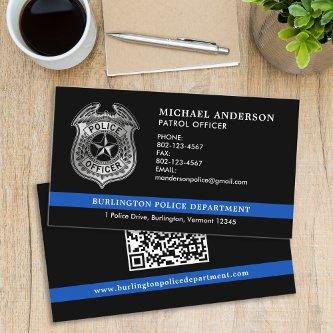 Custom Police Department Thin Blue Line QR Code