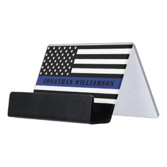 Custom Police Officer Thin Blue Line Police Dept. Desk  Holder