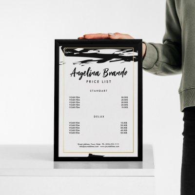 Custom Price List Golden Foil Stroke Black Sketch Foil Invitation
