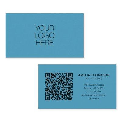 Custom Professional Business Logo Blue QR Code