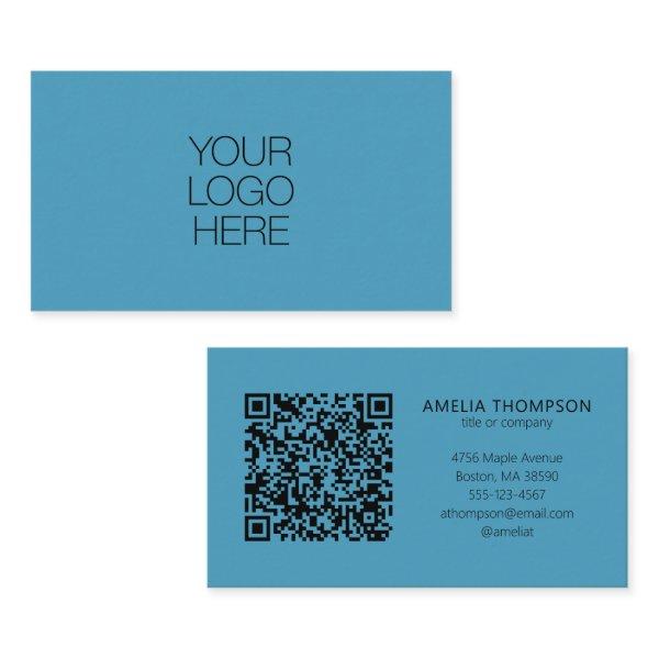 Custom Professional Business Logo Blue QR Code