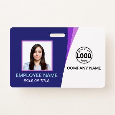 Custom Purple Corporate Employee Photo Name Tags Badge