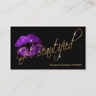 Custom - Purple Glitter and Gold Lips