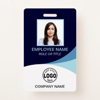 Custom QR Blue Corporate Employee Photo Name Tags Badge