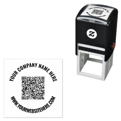 Custom QR Code and Text Round Self-inking Stamp