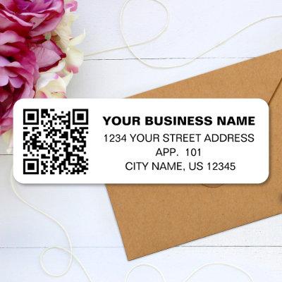Custom QR Code Business Name Simple Return Address Label