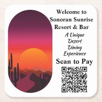 Custom QR Code Contactless Payment Restaurant Bar  Square Paper Coaster