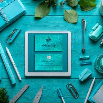 Custom Qr Code Logo Social Media Glitter Teal