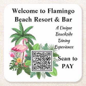 Custom QR Code Restaurant Bar Contactless Payment  Square Paper Coaster