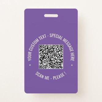 Custom QR Code Scan Info Text and Colors Badge