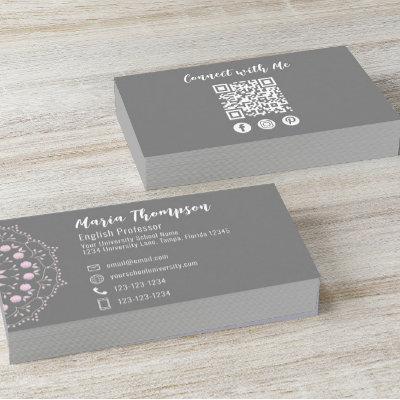 Custom QR Code Social Media Stylish Grey Pink