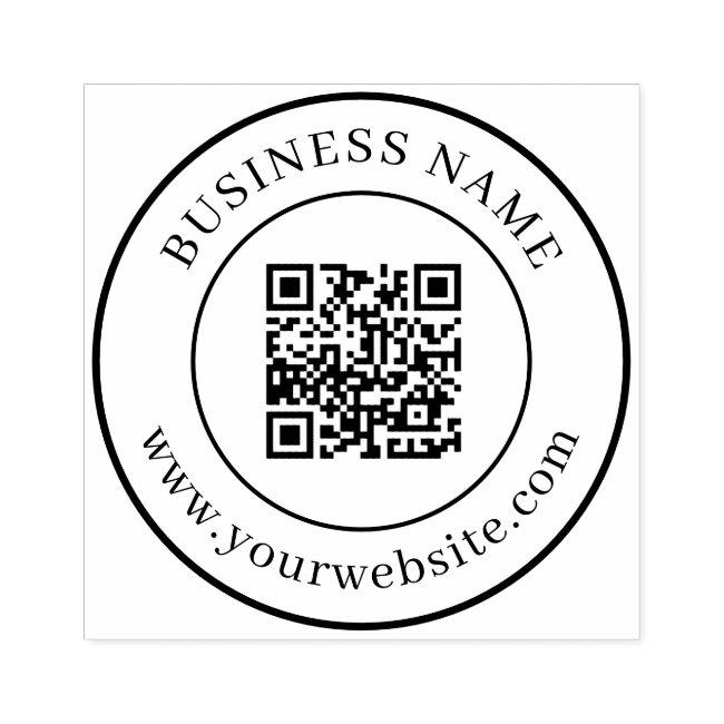 Custom QR Code Text Template Classic Round Rubber Stamp