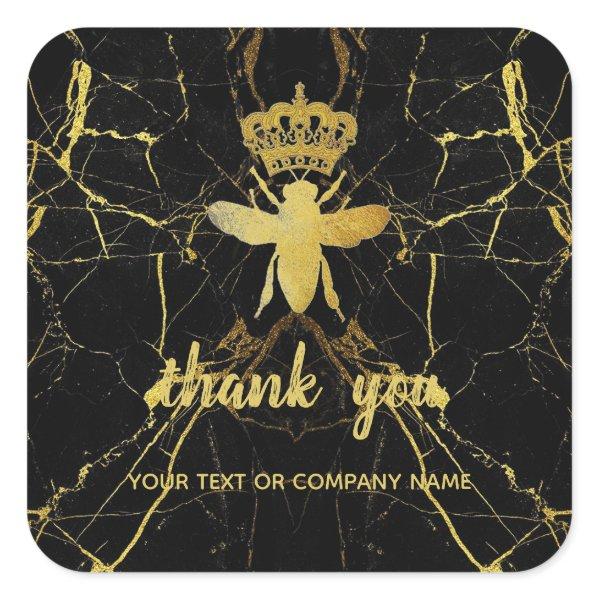 Custom QUEEN BEE Marble Small Business Thank You Square Sticker