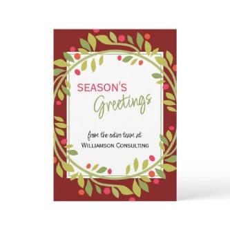 Custom Red Berries Green Holly Botanical Foliage Holiday Card