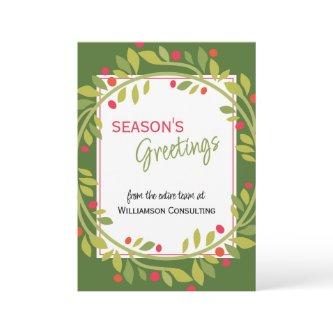 Custom Red Berries Green Holly Botanical Foliage Holiday Card