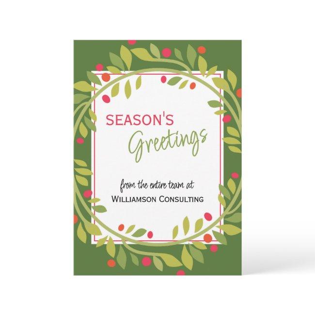 Custom Red Berries Green Holly Botanical Foliage Holiday Card