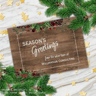 Custom Red Berries Green Holly Botanical Foliage Holiday Card