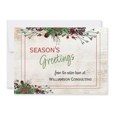 Custom Red Berries Green Holly Botanical Foliage Holiday Card