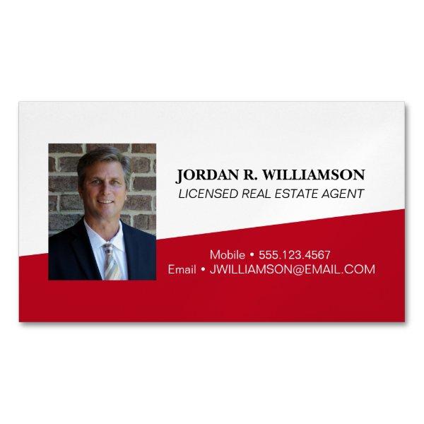 Custom Red Real estate agent contact info Photo  Magnet