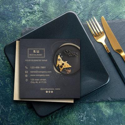 Custom restaurant card | Black modern photo
