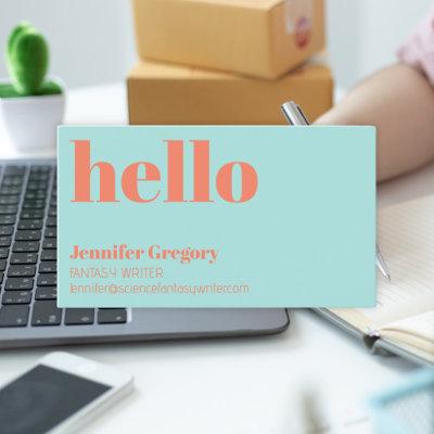 Custom Retro Modern Hello Fun Simple Teal Orange