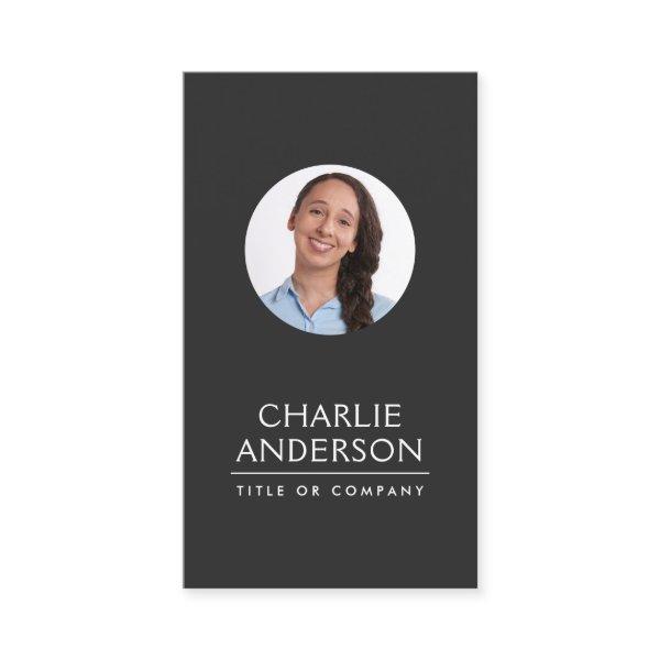 Custom round photo vertical modern dark gray