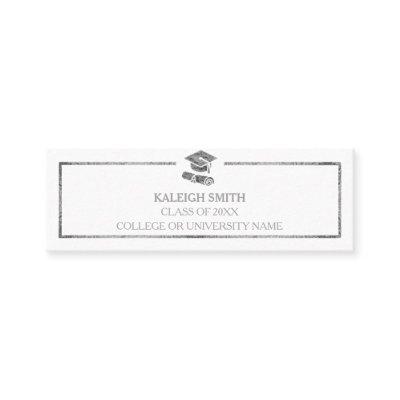Custom Silver White Graduation Insert Name Card