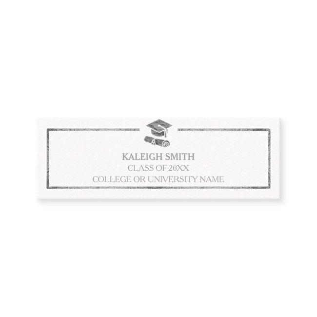 Custom Silver White Graduation Insert Name Card